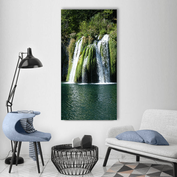 Waterfall plittvice lake clear Vertical Canvas Wall Art