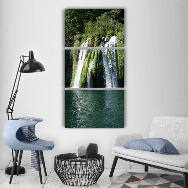 Waterfall plittvice lake clear Vertical Canvas Wall Art