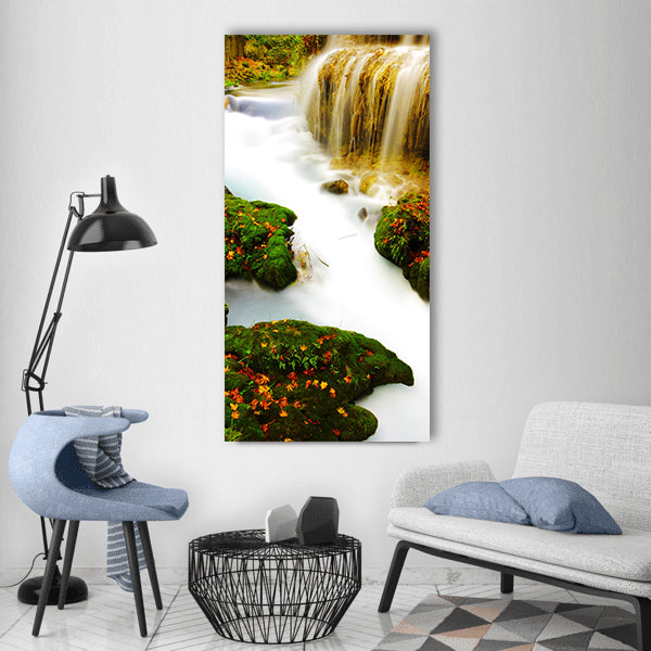 Waterfall water white plant nature Vertical Canvas Wall Art
