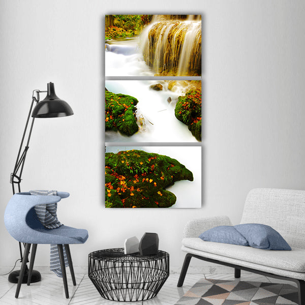Waterfall water white plant nature Vertical Canvas Wall Art