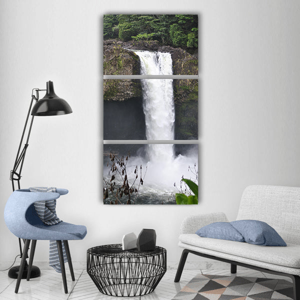 Waterfall cavern cave nature water Vertical Canvas Wall Art