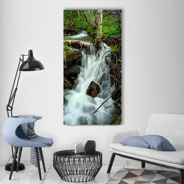 Waterfall river stream water Vertical Canvas Wall Art