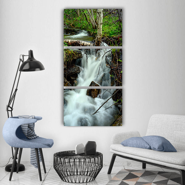 Waterfall river stream water Vertical Canvas Wall Art