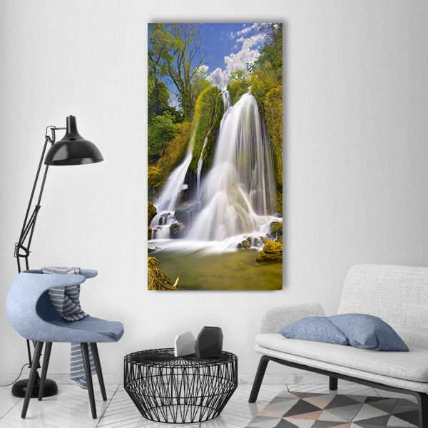 Waterfall water nature outdoors Vertical Canvas Wall Art