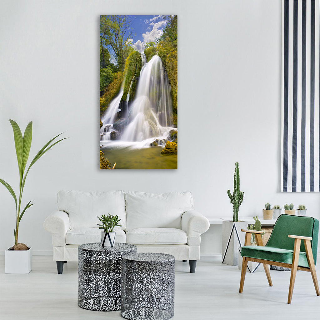 waterfall water nature outdoors Vertical Canvas Wall Art