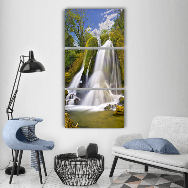 Waterfall water nature outdoors Vertical Canvas Wall Art