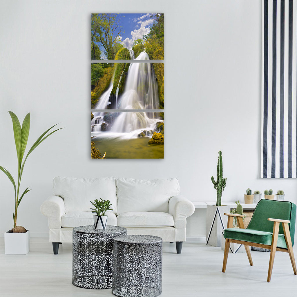 waterfall water nature outdoors Vertical Canvas Wall Art