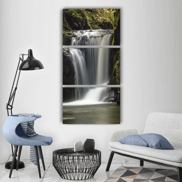 Waterfall waters river rock wet Vertical Canvas Wall Art