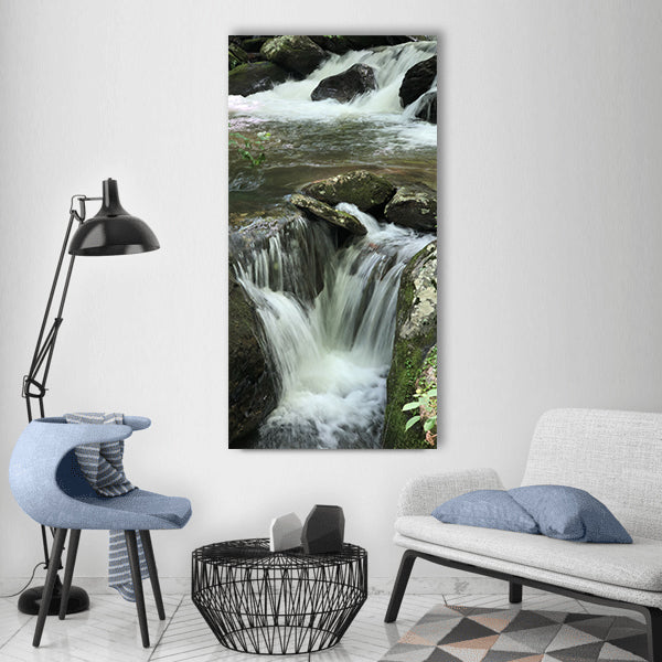 waterfall water nature landscape Vertical Canvas Wall Art