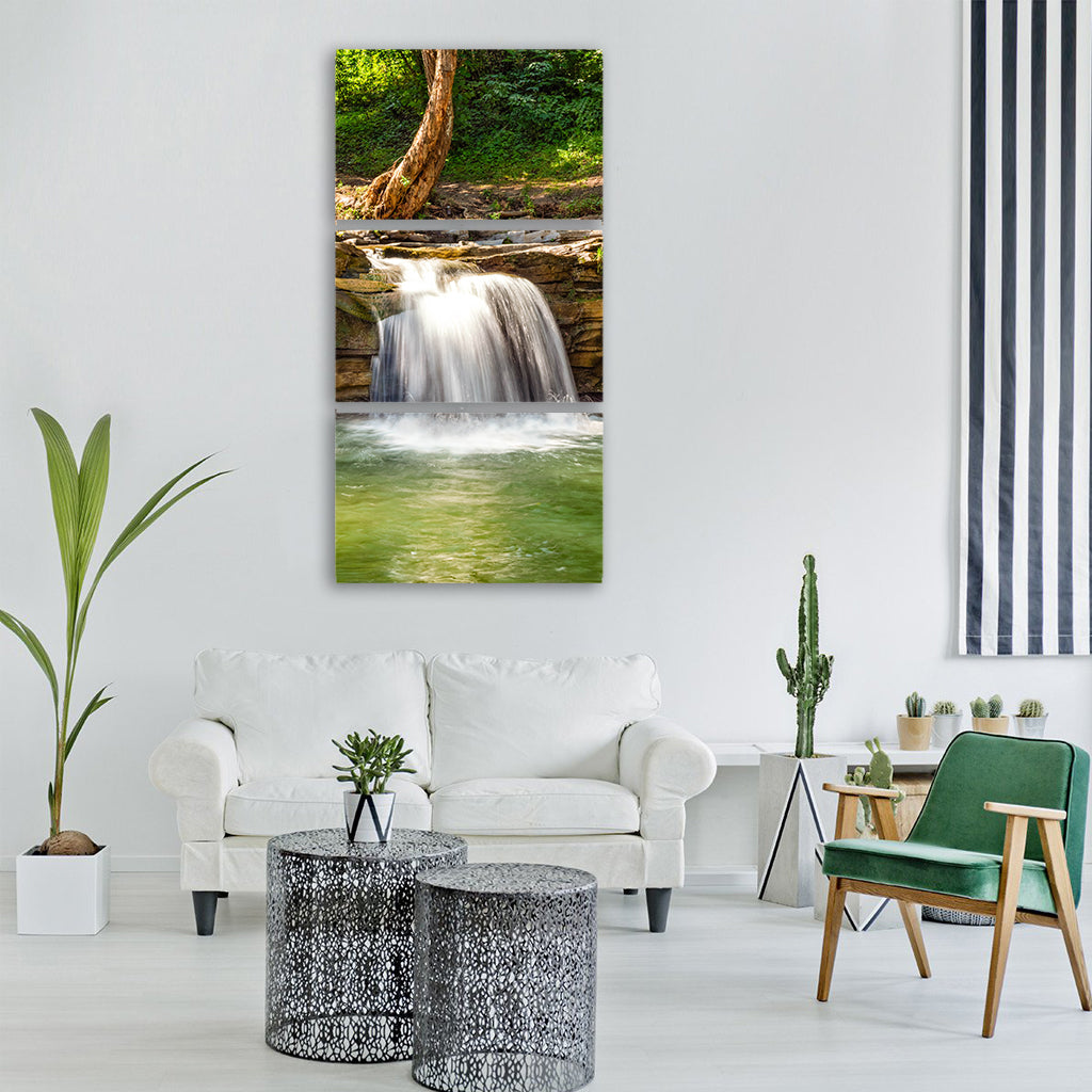 waterfall river cascade nature Vertical Canvas Wall Art
