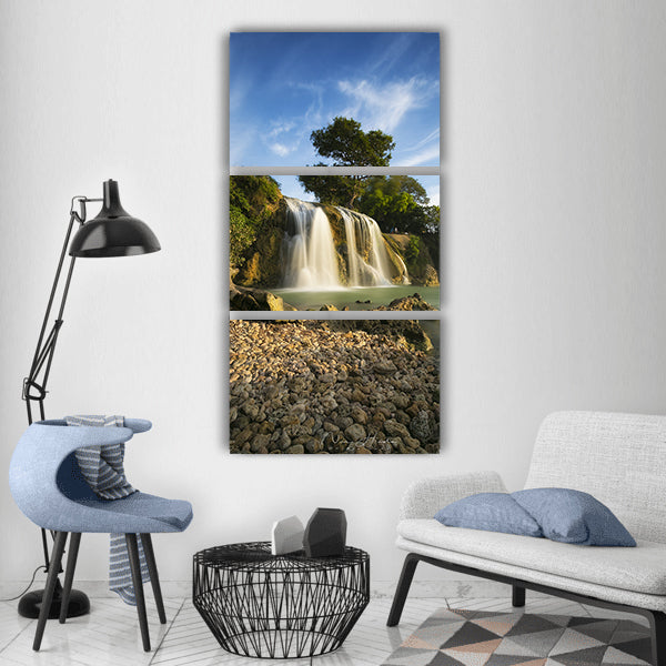 Waterfall water nature river view Vertical Canvas Wall Art
