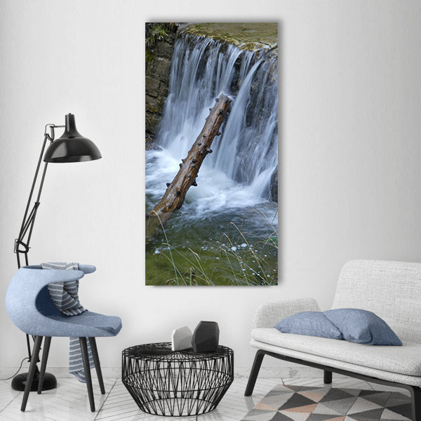 Waterfall water nature bach river Vertical Canvas Wall Art
