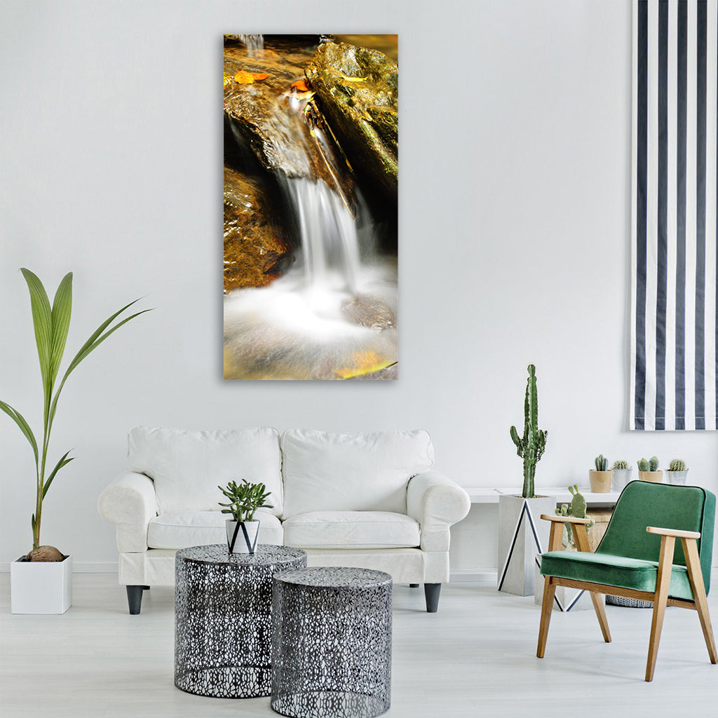 waterfall long exposure nature Vertical Canvas Wall Art