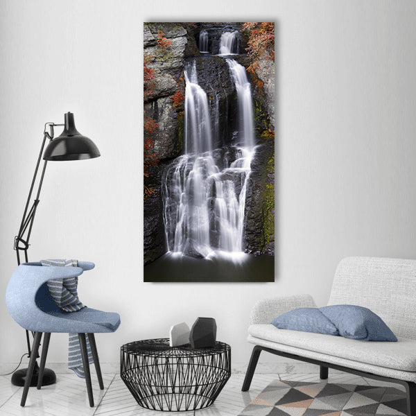 Waterfall water white mood Vertical Canvas Wall Art