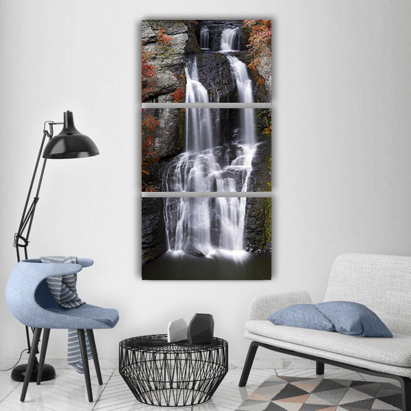 Waterfall water white mood Vertical Canvas Wall Art