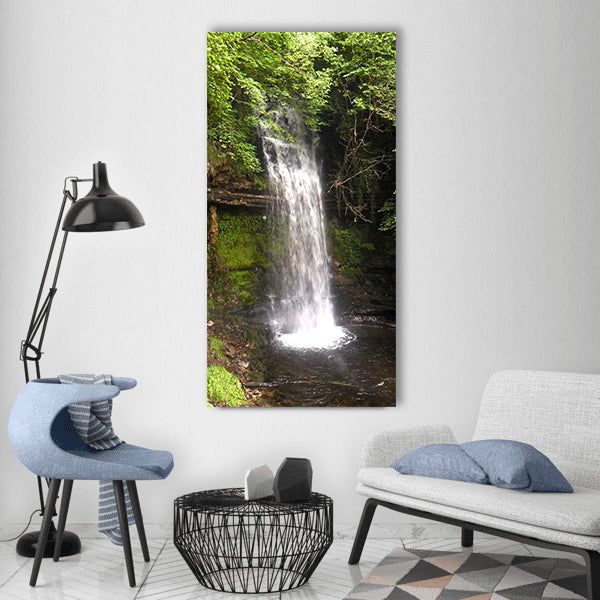 Waterfall green water nature Vertical Canvas Wall Art