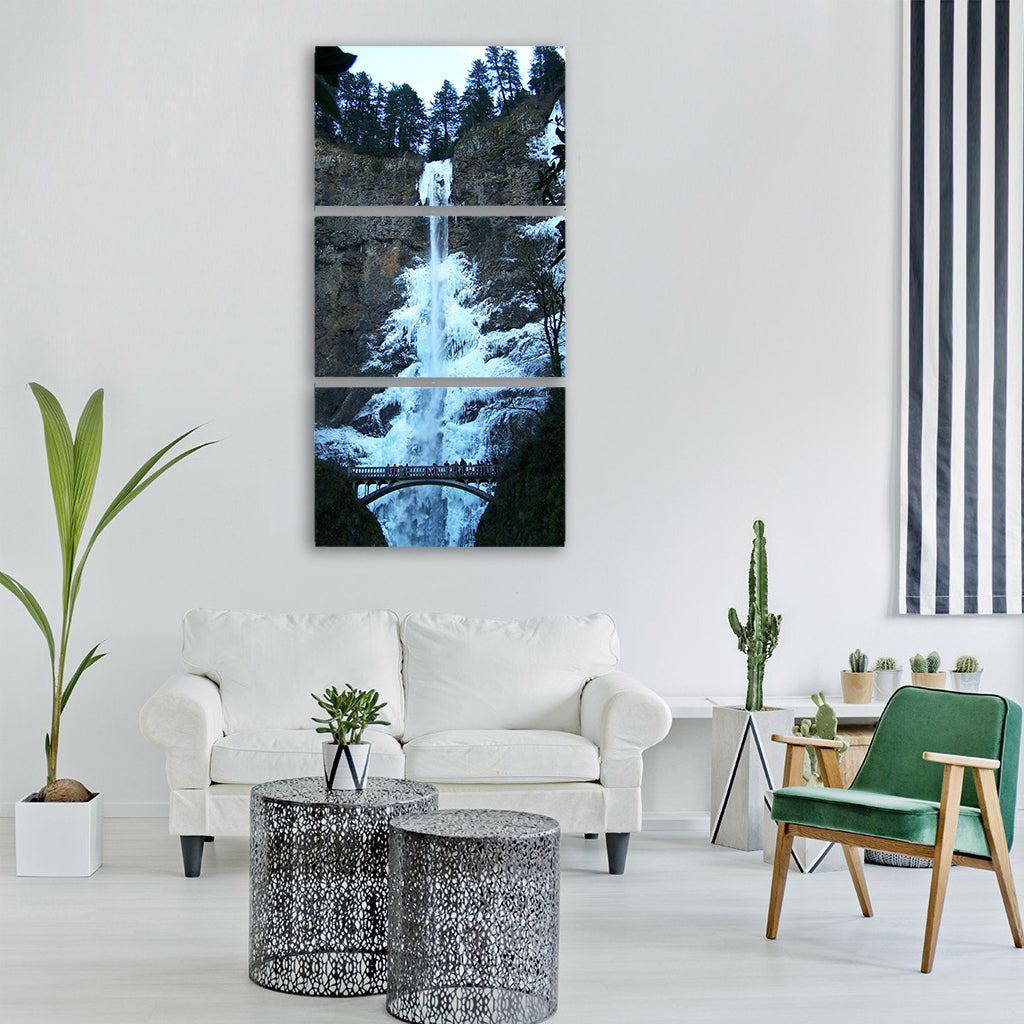 waterfall frozen waterfall winter Vertical Canvas Wall Art