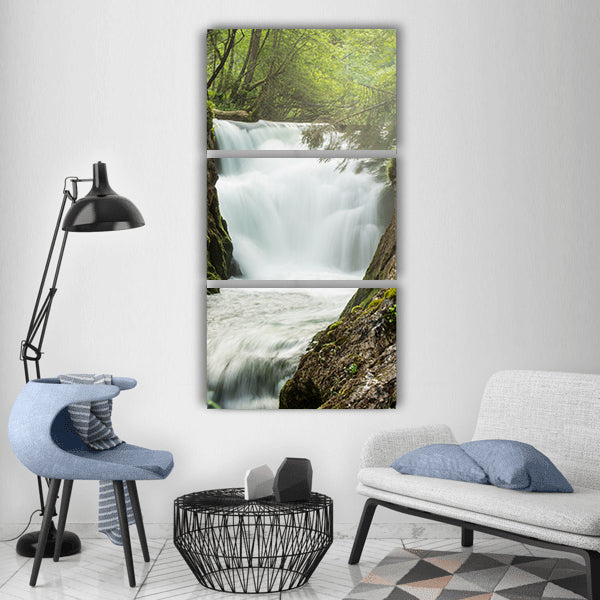 Waterfall grundlsee austria Vertical Canvas Wall Art