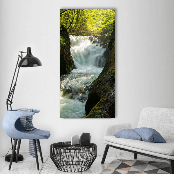 Waterfall grundlsee austria Vertical Canvas Wall Art