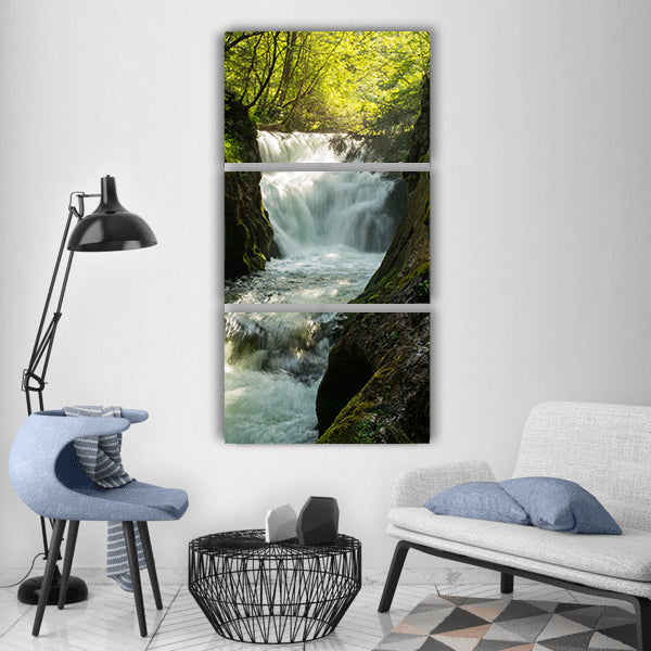 Waterfall grundlsee austria Vertical Canvas Wall Art