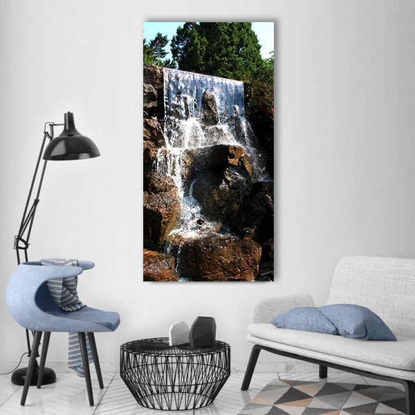 Waterfall water cool valley Vertical Canvas Wall Art