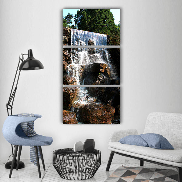 Waterfall water cool valley Vertical Canvas Wall Art