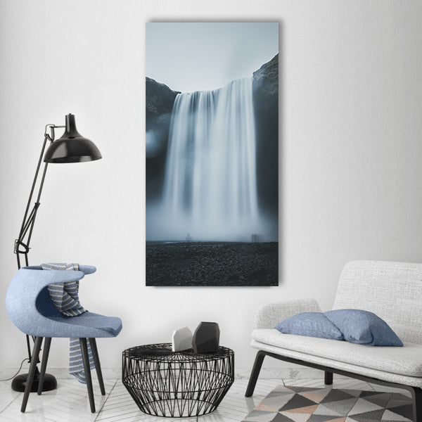 Waterfalls hill rocks mountain Vertical Canvas Wall Art