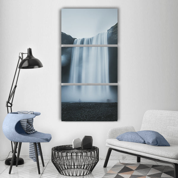 Waterfalls hill rocks mountain Vertical Canvas Wall Art