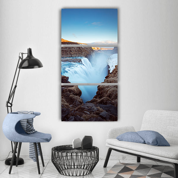 Waterfalls mountain nature Vertical Canvas Wall Art