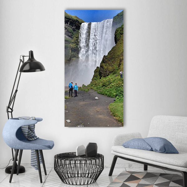 Waterfalls iceland nature water Vertical Canvas Wall Art