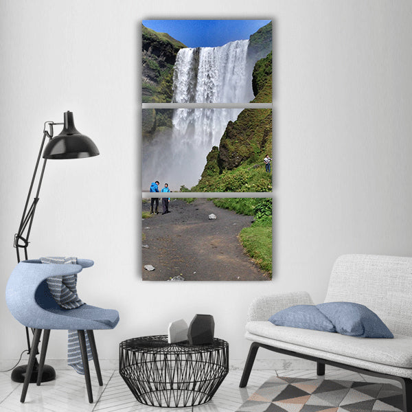 Waterfalls iceland nature water Vertical Canvas Wall Art