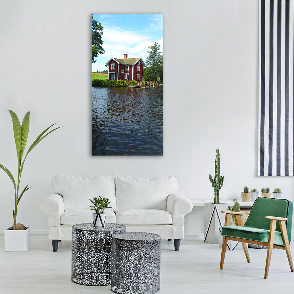 waterfront summer house summer Vertical Canvas Wall Art