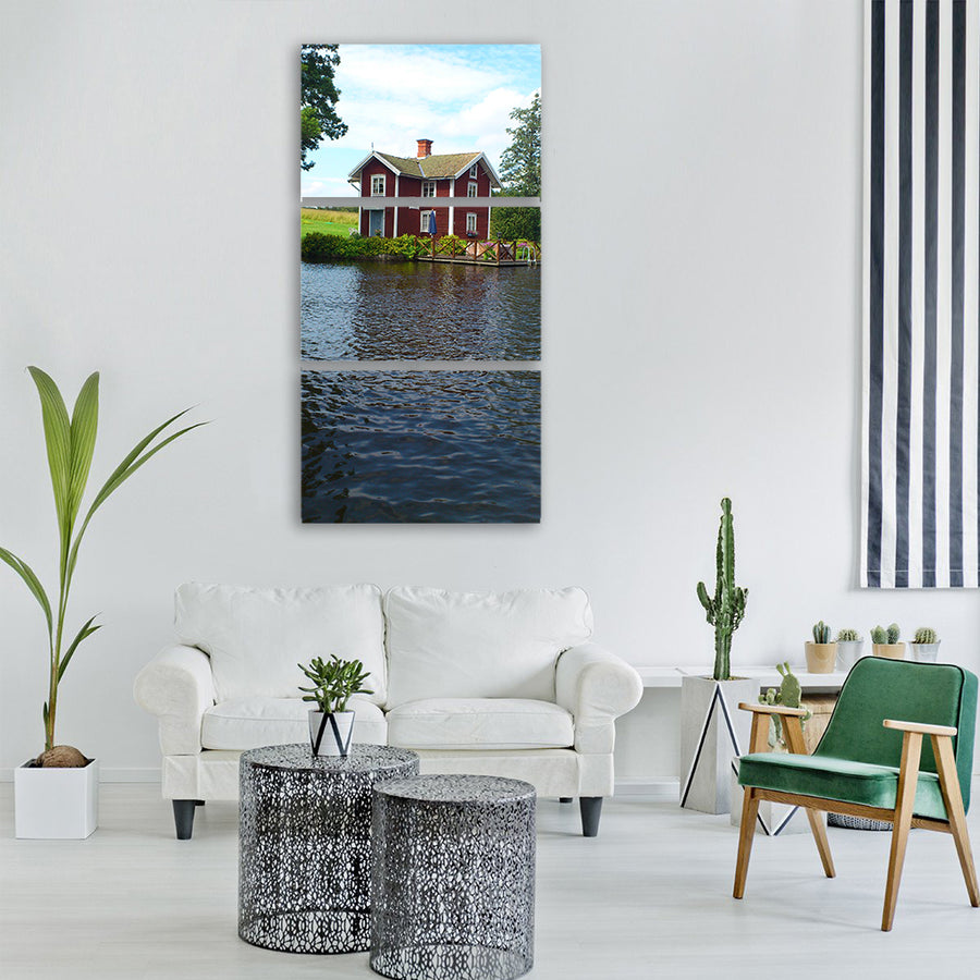 waterfront summer house summer Vertical Canvas Wall Art