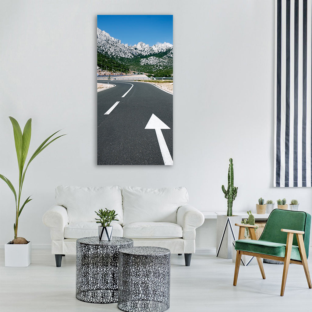 way highway asphalt landscape Vertical Canvas Wall Art