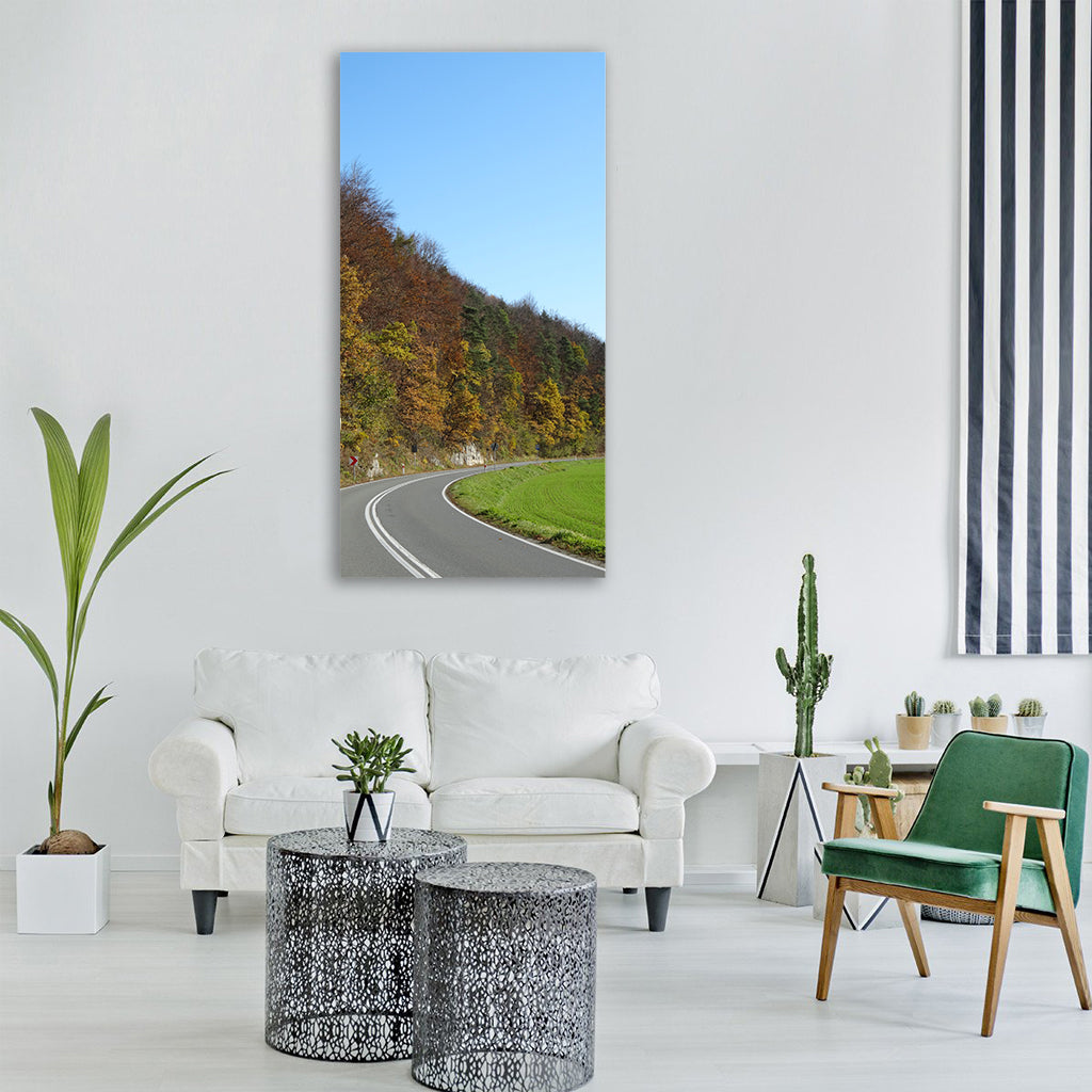way tree colors forest autumn Vertical Canvas Wall Art