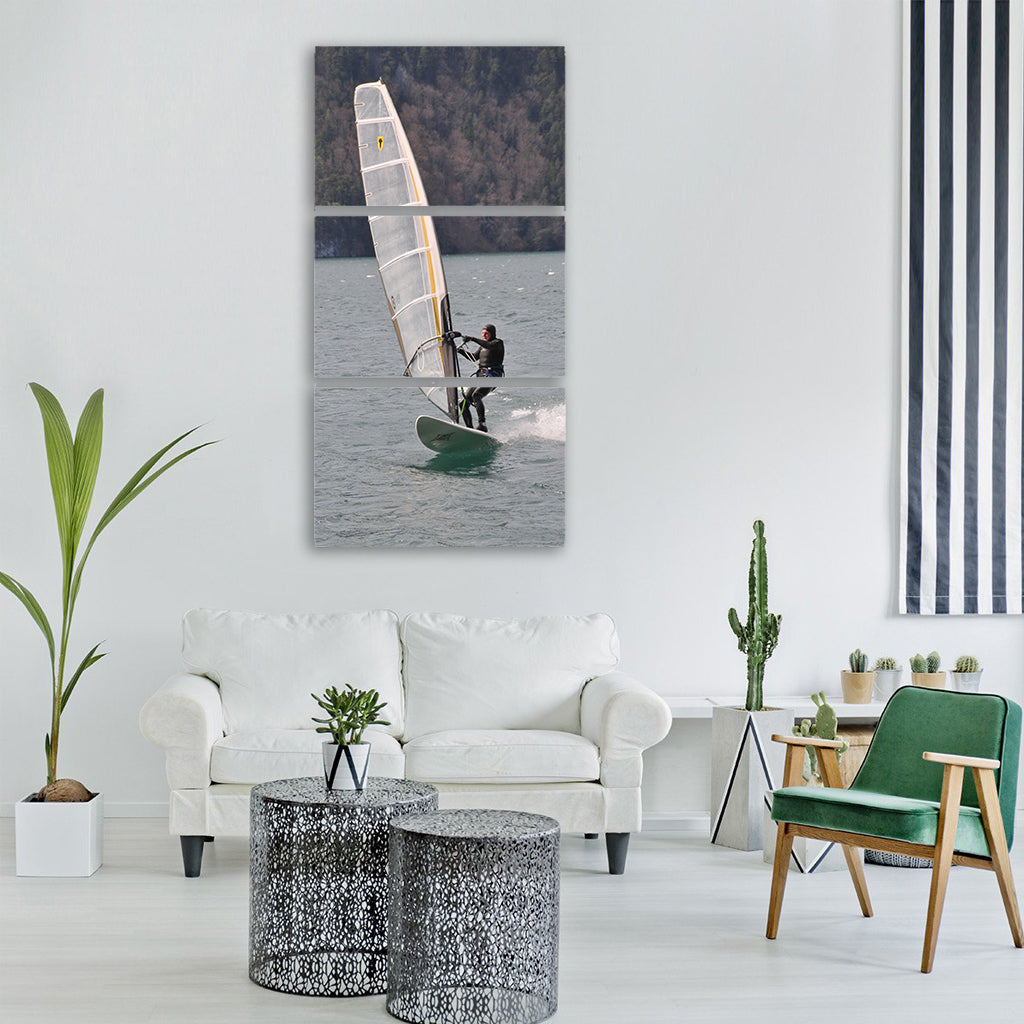 wind surf surfboard man sport Vertical Canvas Wall Art