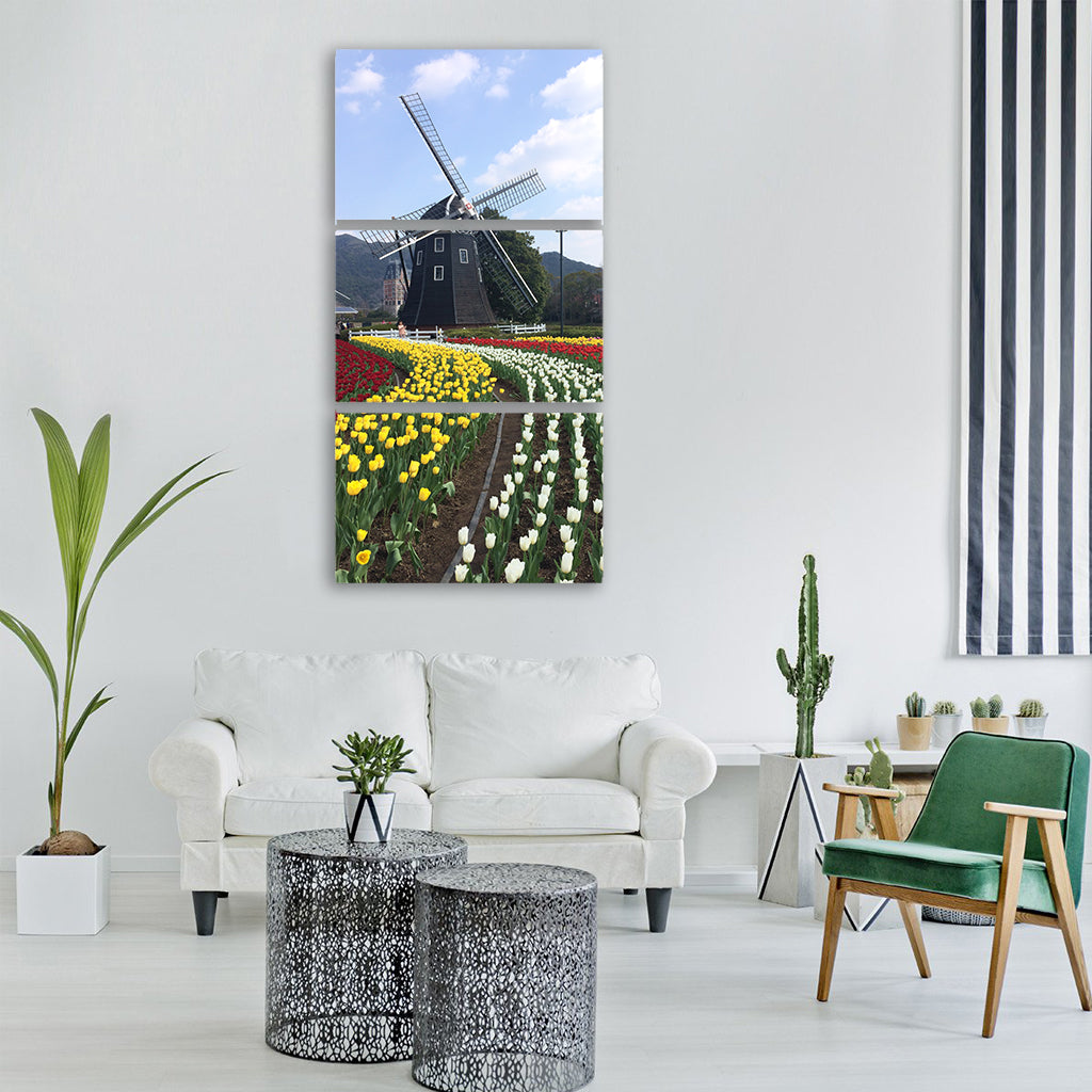 wind turbine spring natural Vertical Canvas Wall Art