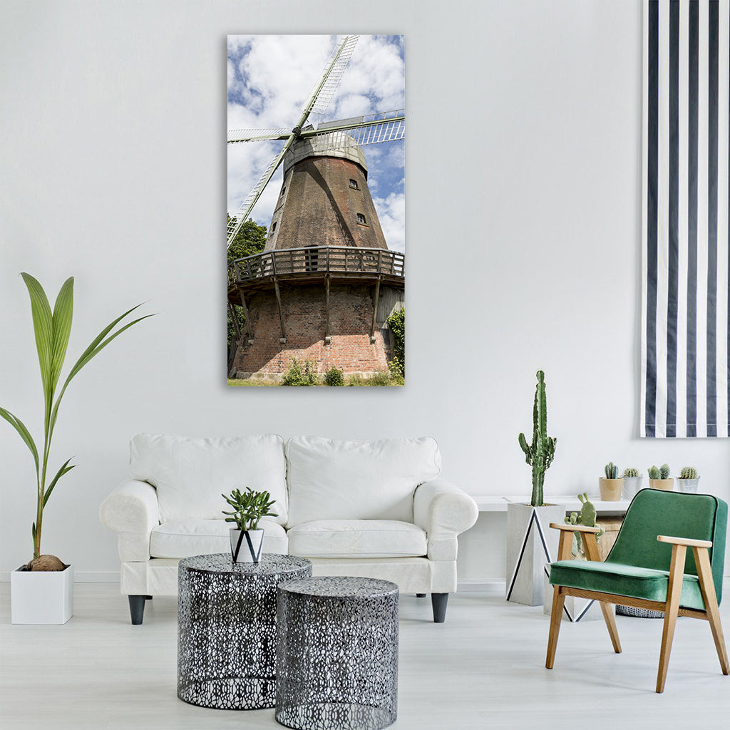 windmill summer mill sky sun Vertical Canvas Wall Art