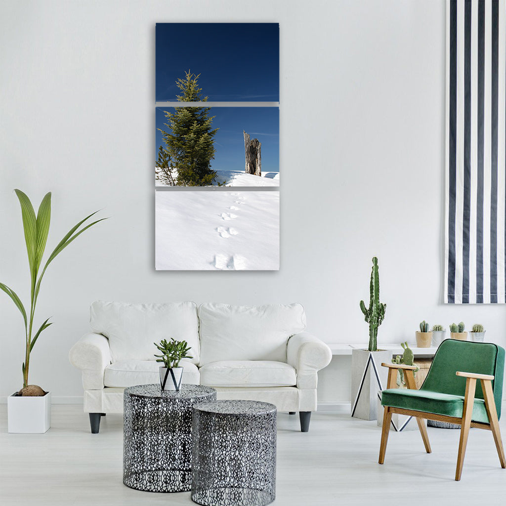 winter snow wintry nature Vertical Canvas Wall Art