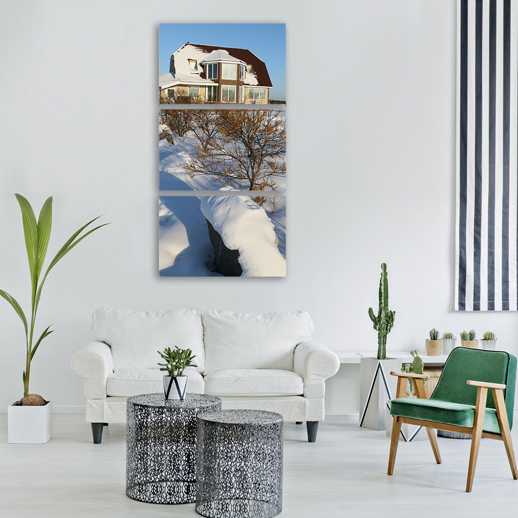 winter house day story sun Vertical Canvas Wall Art
