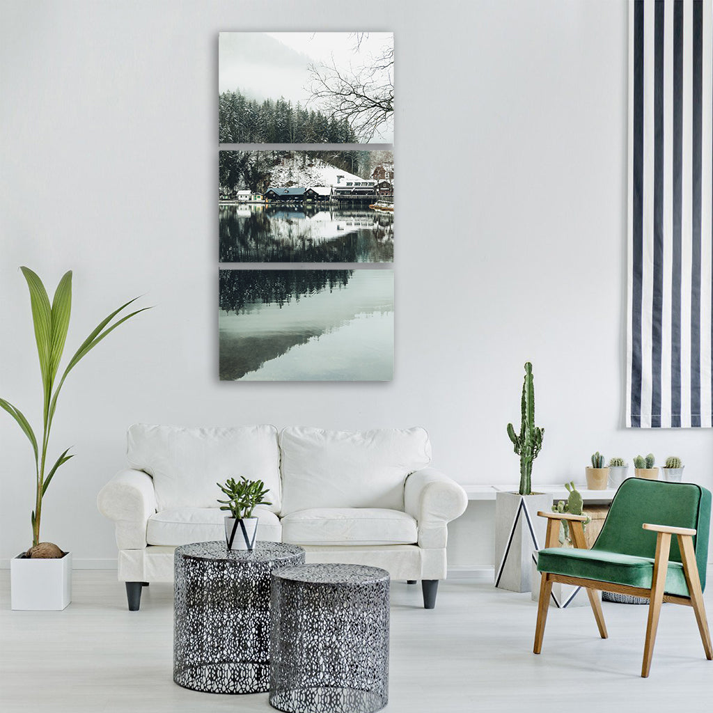 winter lake lunzersee landscape Vertical Canvas Wall Art