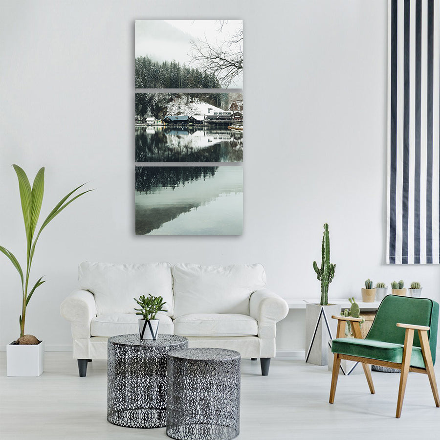 winter lake lunzersee landscape Vertical Canvas Wall Art