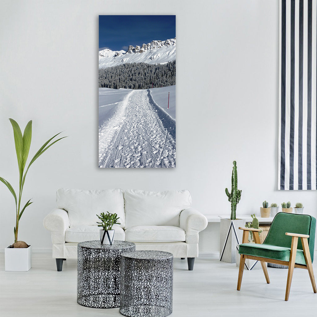 winter snow wintry cold landscape Vertical Canvas Wall Art