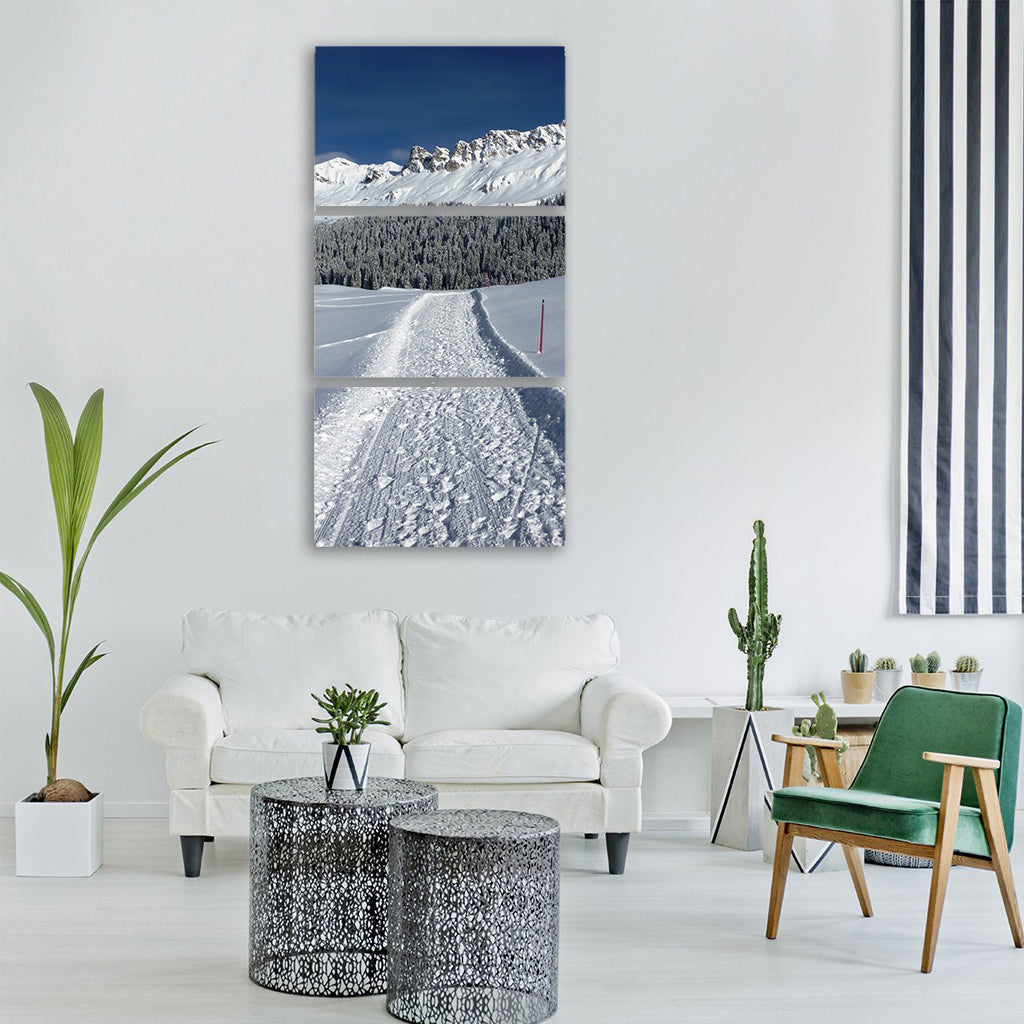 winter snow wintry cold landscape Vertical Canvas Wall Art