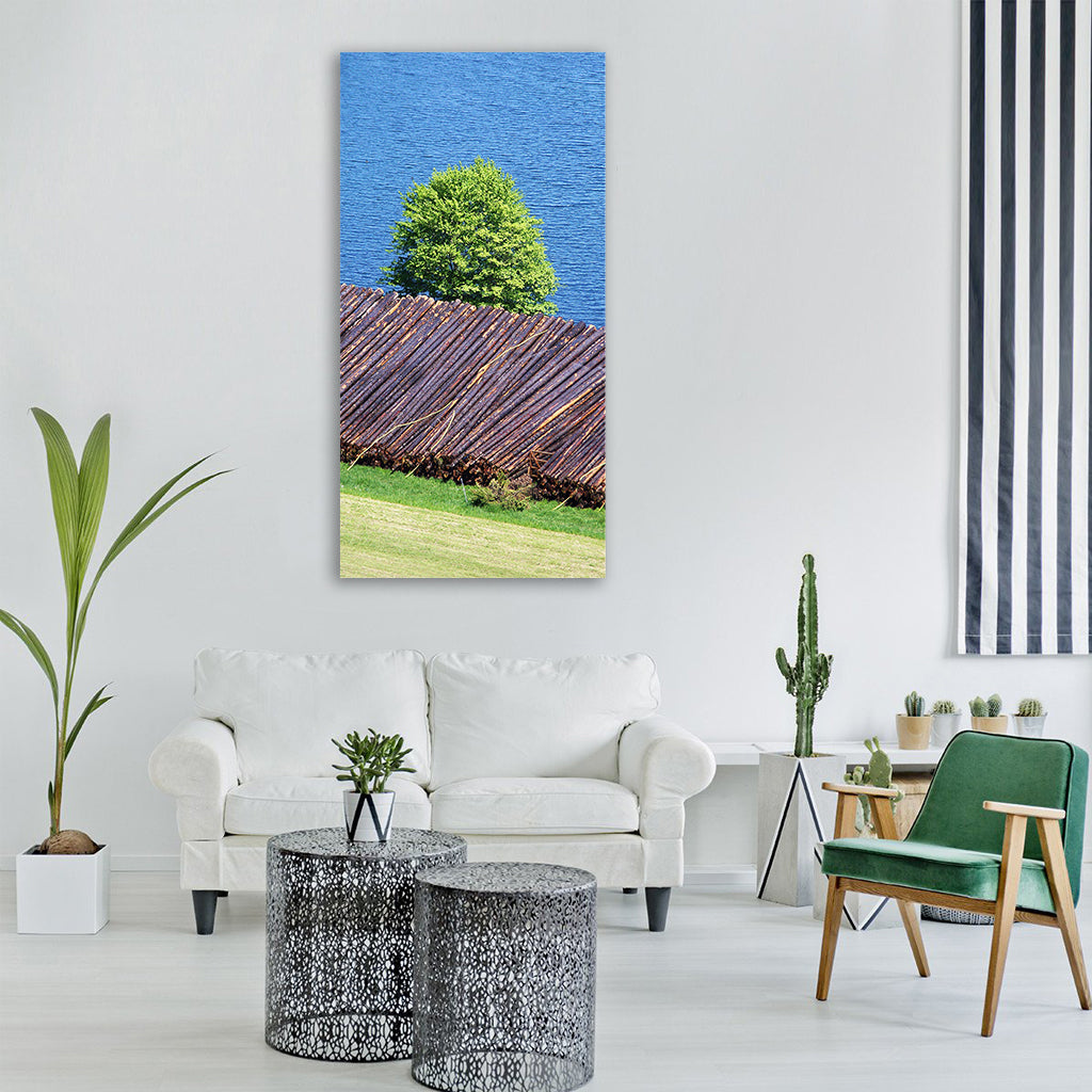wood tree trunks logging tree Vertical Canvas Wall Art