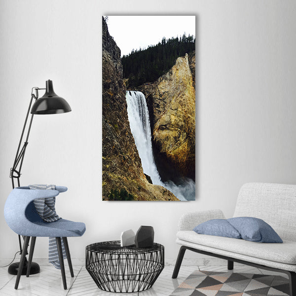 yellowstone grand canyon waterfall Vertical Canvas Wall Art