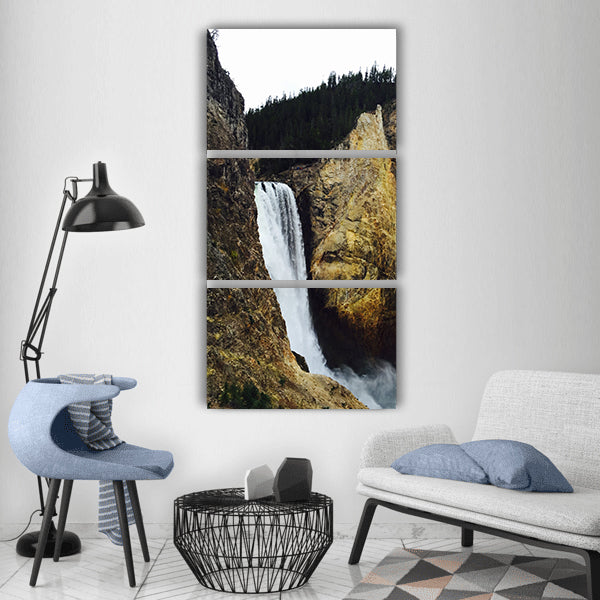 yellowstone grand canyon waterfall Vertical Canvas Wall Art