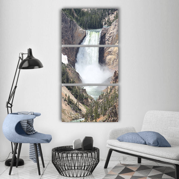 Yellowstone falls national park Vertical Canvas Wall Art