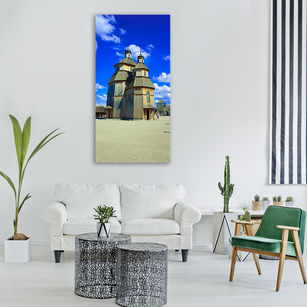 zaporozhye ukraine sky blue church Vertical Canvas Wall Art