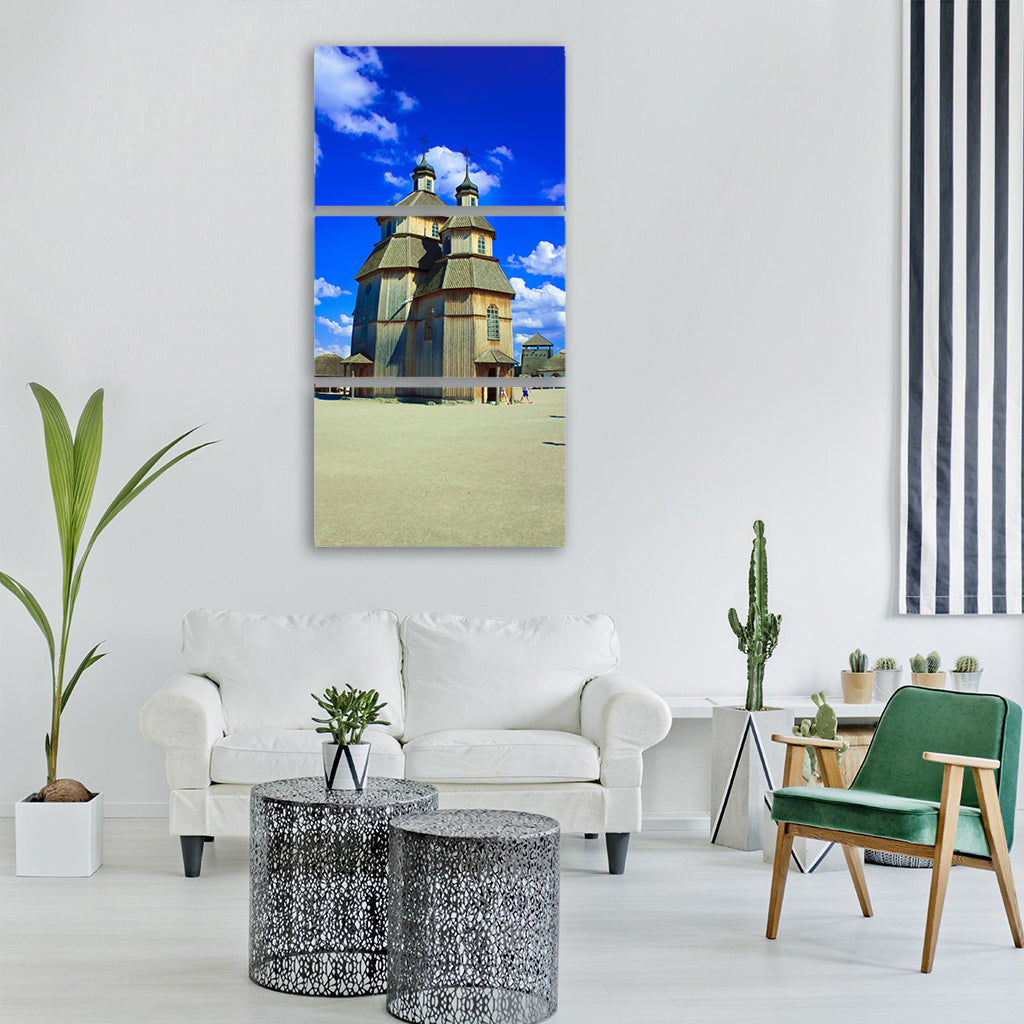 zaporozhye ukraine sky blue church Vertical Canvas Wall Art